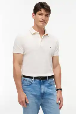 Wehkamp Tommy Hilfiger slim polo ecru aanbieding