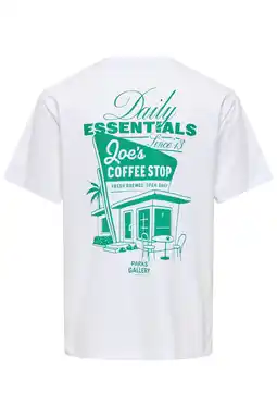 Wehkamp ONLY & SONS relaxed T-shirt met backprint wit aanbieding