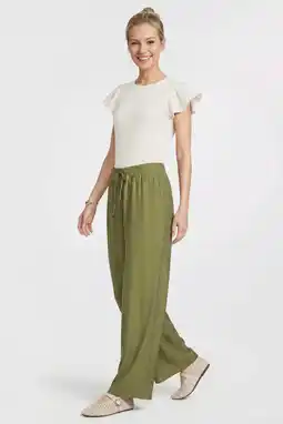 Wehkamp Anytime wide leg broek olijfgroen aanbieding