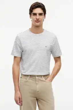 Wehkamp Tommy Hilfiger regular gestreept T-shirt ecru aanbieding