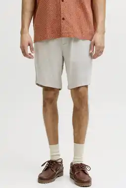 Wehkamp JACK & JONES PANTS STUDIO JPSTACE tapered chino short met linnen beige aanbieding