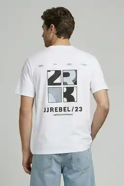 Wehkamp JJ REBEL relaxed T-shirt met backprint wit aanbieding