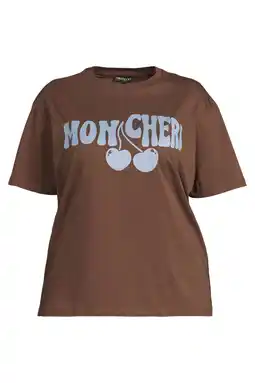 Wehkamp GREAT LOOKS T-shirt met printopdruk bruin aanbieding
