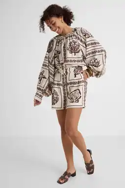 Wehkamp Ruby short met ceintuur en linnen schelpenprint aanbieding