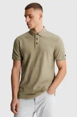 Wehkamp Cast Iron slim polo gebreid groen aanbieding