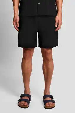 Wehkamp Lyle & Scott regular casual short met textuur zwart aanbieding