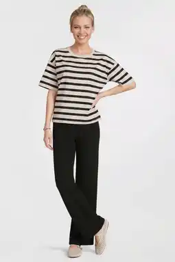 Wehkamp Anytime jersey crinkle wide leg broek zwart aanbieding