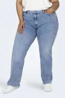 Wehkamp ONLY CARMAKOMA high waist wide leg jeans light blue denim aanbieding