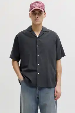 Wehkamp JACK & JONES ESSENTIALS relaxed casual overhemd met linnen zwart aanbieding