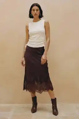 Wehkamp VERO MODA midi rok donkerbruin aanbieding