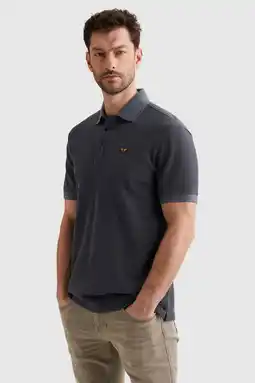 Wehkamp PME Legend regular gestreepte polo donkerblauw fijn gebreid aanbieding