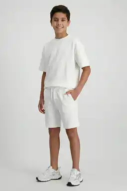 Wehkamp Cars regularwaist sweatshort wit met textuur aanbieding