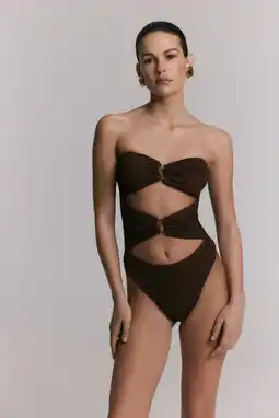 Wehkamp Refined Department cut-out badpak Tess - bruin aanbieding