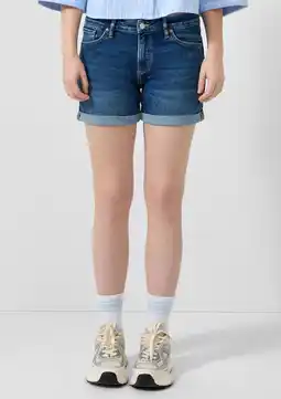 Wehkamp QS slim regularwaist short dark blue denim aanbieding