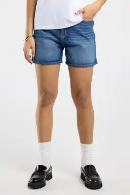 Wehkamp America Today denim regular highwaist short dark blue denim aanbieding