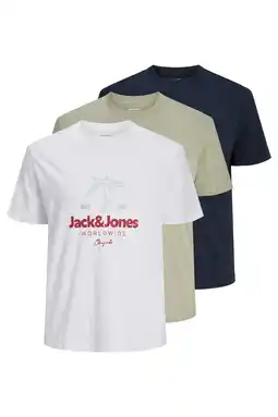 Wehkamp JACK & JONES PLUS SIZE regular fit T-shirt met print (set van 3) aanbieding