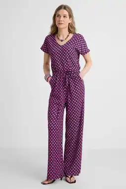 Wehkamp Anytime jersey crinkle jumpsuit met all-over print aanbieding