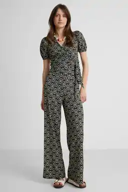 Wehkamp Anytime jersey crinkle wide leg broek met all-over print aanbieding