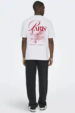 Wehkamp ONLY & SONS oversized T-shirt met backprint wit aanbieding