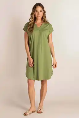 Wehkamp Ivy Beau midi jurk travelstof groen aanbieding
