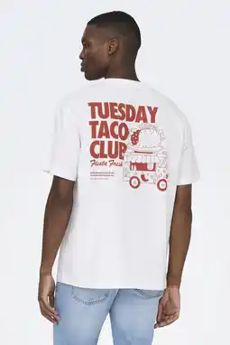 Wehkamp ONLY & SONS relaxed T-shirt met backprint wit aanbieding