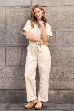 Wehkamp LOLALIZA denim jumpsuit - beige aanbieding