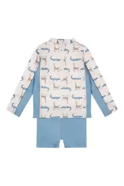Wehkamp Dirkje UV-shirt + zwemshort lichtblauw/ecru aanbieding