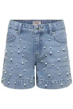 Wehkamp KIDS ONLY GIRL regular short met parels light blue denim aanbieding