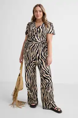 Wehkamp GREAT LOOKS crinkle jumpsuit met zebraprint aanbieding