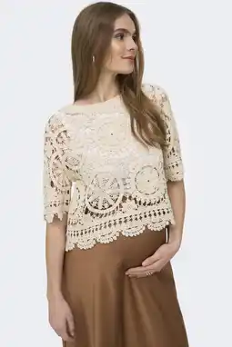 Wehkamp ONLY MATERNITY zwangerschaps top gehaakt ecru aanbieding