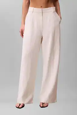 Wehkamp Calvin Klein wide leg highwaist pantalon ecru aanbieding