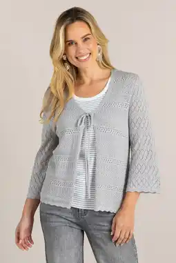 Wehkamp Ivy Beau gebreid vest crochet grijs aanbieding