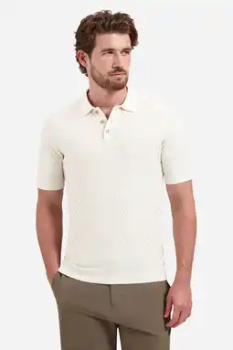 Wehkamp No Excess regular polo met ingebreid patroon ecru aanbieding