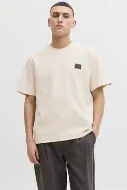 Wehkamp JACK & JONES relaxed T-shirt met textuur ecru aanbieding