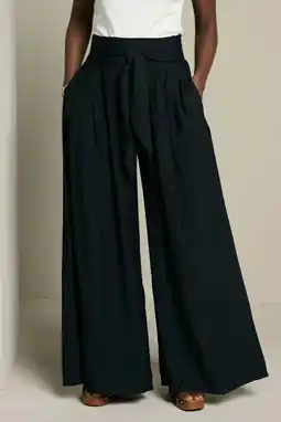 Wehkamp LOLALIZA wide leg fit broek met knoopdetail - zwart aanbieding