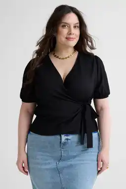 Wehkamp GREAT LOOKS overslagtop met textuur zwart aanbieding