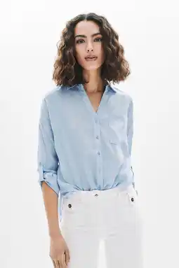Wehkamp Caroll blouse met linnen lichtblauw aanbieding
