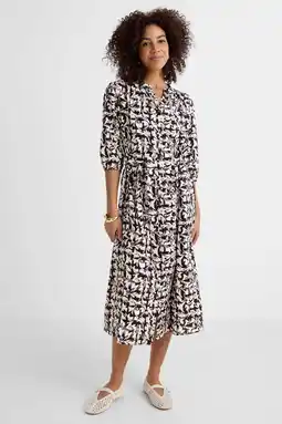 Wehkamp Ruby maxi overhemdjurk met linnen en all-overprint aanbieding