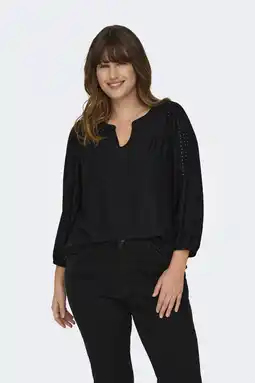 Wehkamp ONLY CARMAKOMA blousetop broderie zwart aanbieding