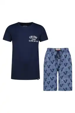 Wehkamp Vingino shortama met all over print donkerblauw/blauw aanbieding