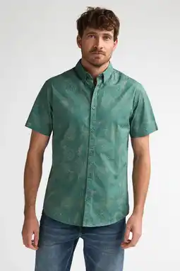 Wehkamp Petrol Industries katoenen slim fit overhemd - groen aanbieding