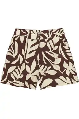 Wehkamp Garcia straight highwaist gebloemde casual short donkerbruin aanbieding