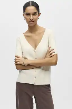 Wehkamp OBJECT top beige rib gebreid aanbieding