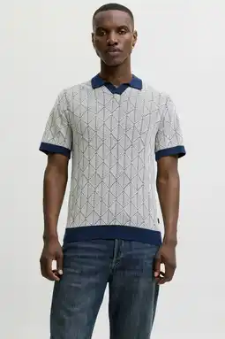 Wehkamp JACK & JONES PREMIUM regular fit polo met print - donkerblauw aanbieding