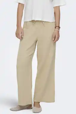 Wehkamp ONLY wide leg highwaist casual broek beige aanbieding