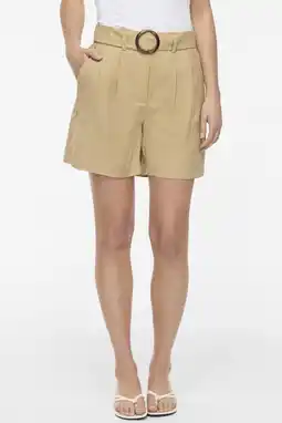 Wehkamp VILA regular fit short met ceintuur - groen aanbieding