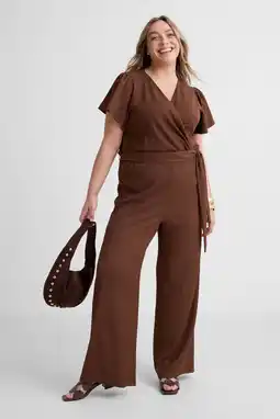 Wehkamp GREAT LOOKS crinkle jumpsuit bruin aanbieding