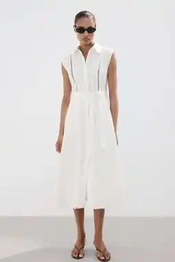 Wehkamp Mango linnen blousejurk ecru aanbieding