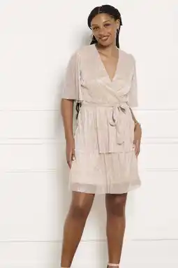 Wehkamp LOLALIZA korte jurk met lurex beige aanbieding