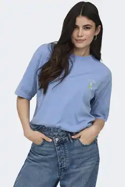 Wehkamp ONLY T-shirt met backprint blauw aanbieding